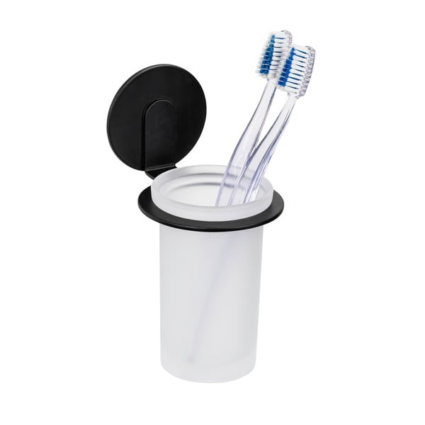 Matně černý samodržící skleněný kelímek na zubní kartáčky Bivio – Wenko-image-4