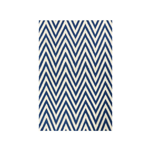Vlněný koberec Zig Zag Dark Blue, 180x120 cm