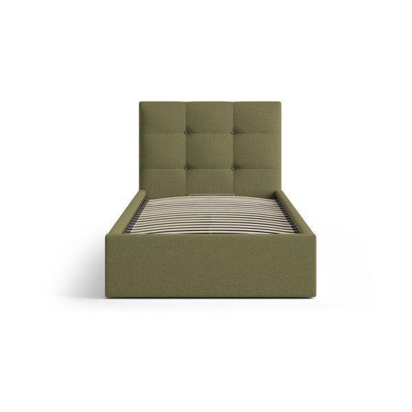 Zelená čalouněná jednolůžková postel s úložným prostorem s roštem 90x200 cm Phaedra – Micadoni -image-3