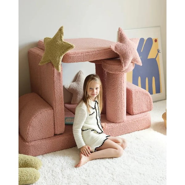 Zelený dětský pohovkový polštář z textilie bouclé Star – Wigiwama-image-4