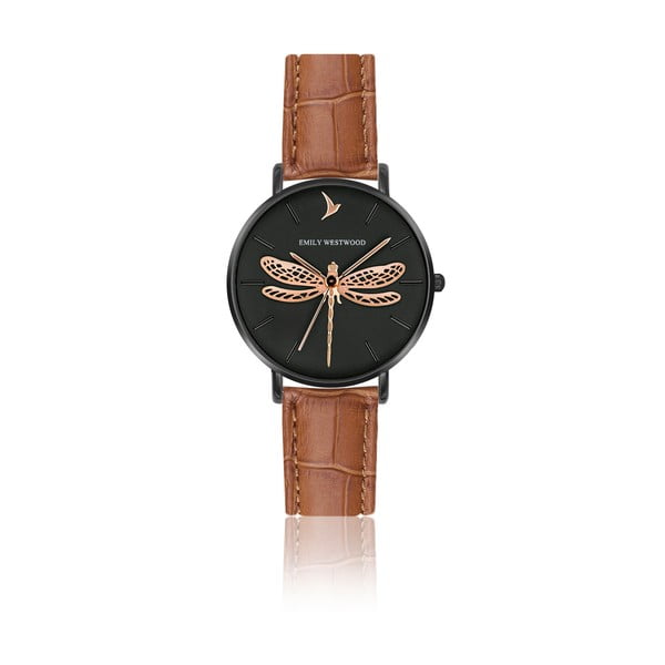 Dámské hodinky s páskem z pravé kůže v hnědé barvě Emily Westwood Fly