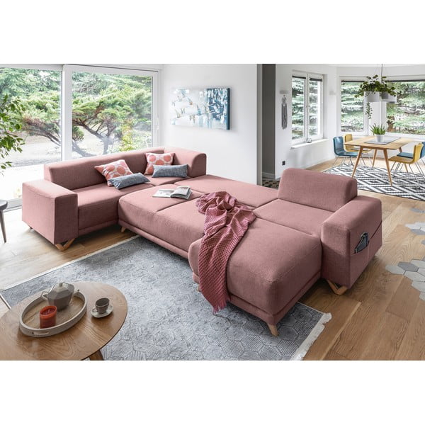 Růžová rozkládací/s úložným prostorem rohová pohovka (levý roh/do "U") Classy Sophie – Miuform-image-4