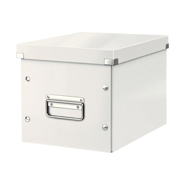 Bílý kartonový úložný box s víkem 26x26x24 cm Click&Store – Leitz