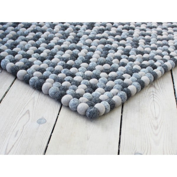 Tmavě šedý kuličkový vlněný koberec Wooldot Ball Rugs, 120 x 180 cm