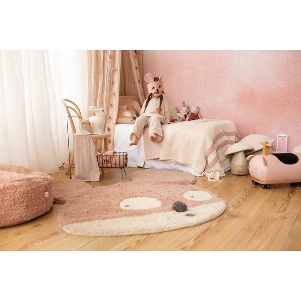 Světle hnědý pratelný ručně tkaný vlněný dětský koberec 120x120 cm Miss Mighty Mouse – Lorena Canals-image-4