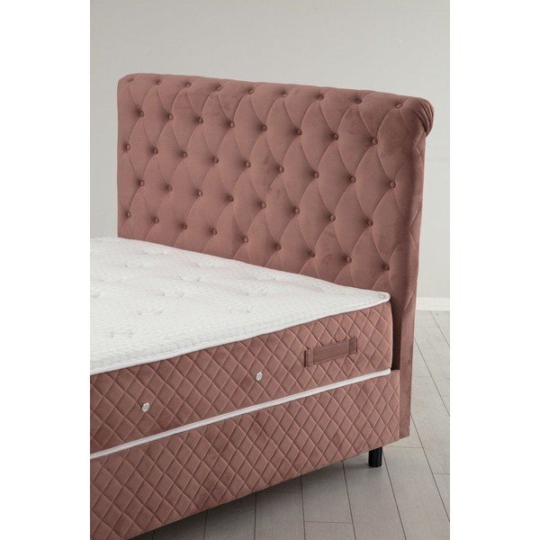 Růžová boxspring postel s úložným prostorem 140x200 cm Sonata – Kalune Design-image-3