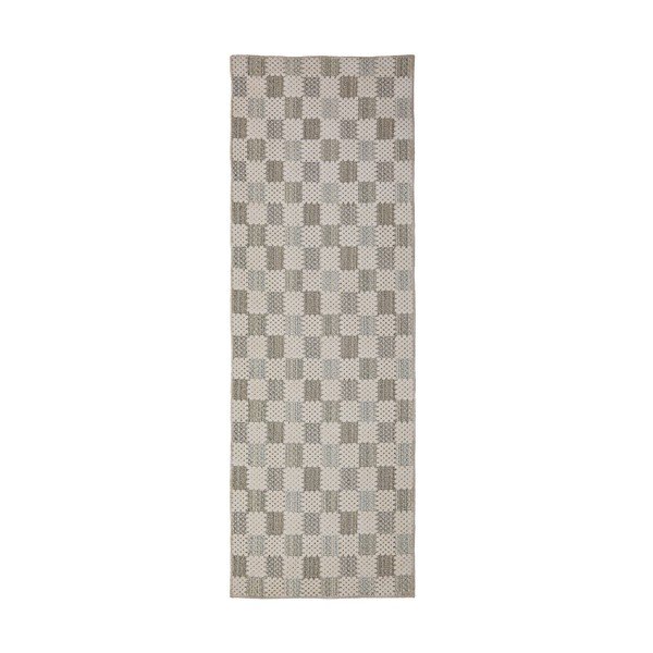 Zelený pratelný běhoun s příměsí bavlny 80x230 cm Muted Checkerboard – Flair Rugs