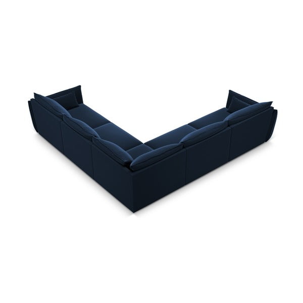Tmavě modrá sametová rohová pohovka Vanda – Mazzini Sofas-image-3