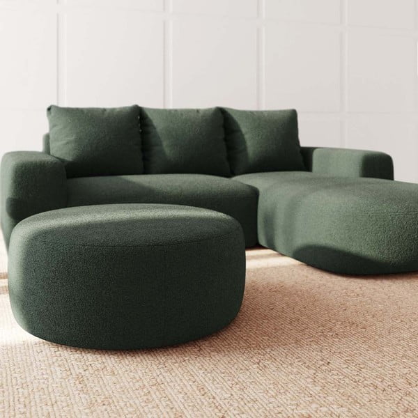 Zelená podnožka z textilie bouclé Monce – Rodier-image-1