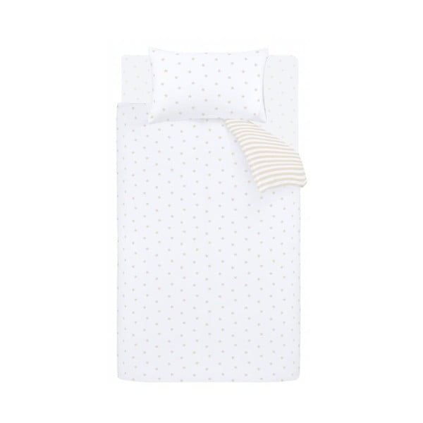 Bílé/béžové bavlněné dětské povlečení na jednolůžko 135x200 cm Mini Star & Stripes – Bianca