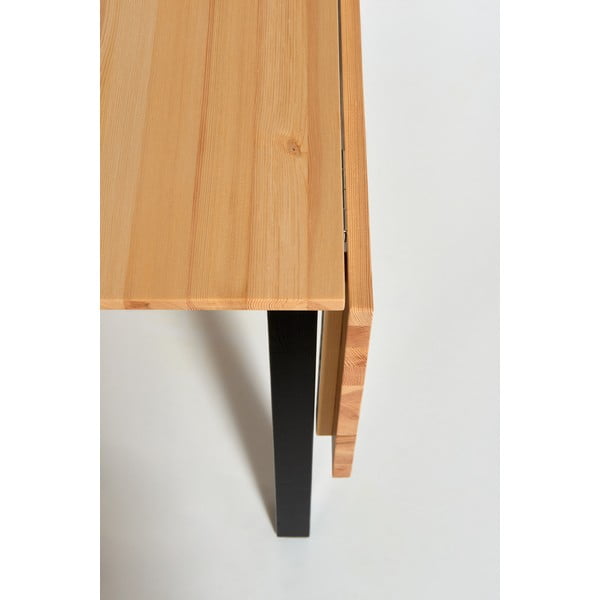 Borovicový rozkládací jídelní stůl s černou konstrukcí Bonami Essentials Brisbane, 120 (200) x 70 cm-image-3