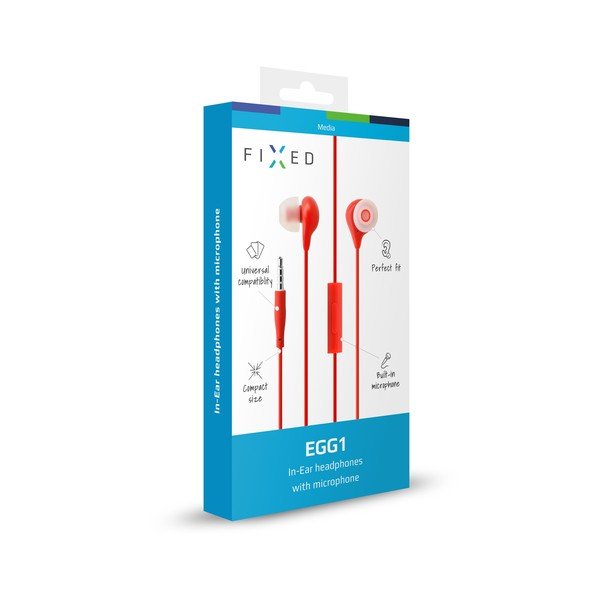 In-ear sluchátka s mikrofonem FIXED EGG1, červená-image-1