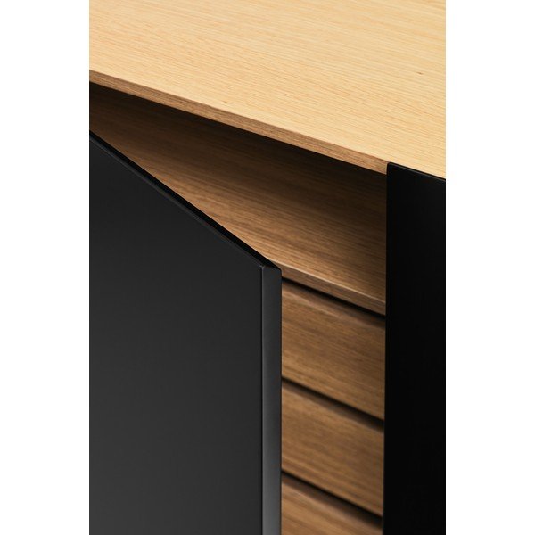 Nízká komoda v dekoru dubu v černo-přírodní barvě 110x85 cm Arista – Teulat-image-2