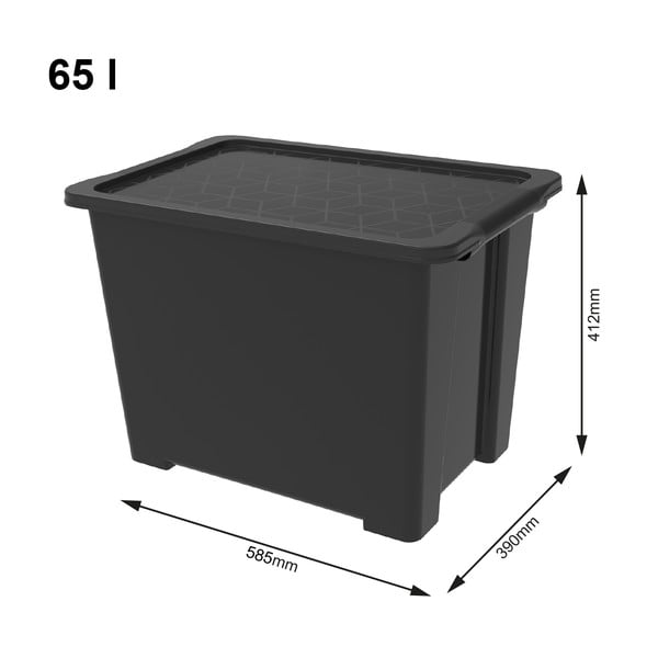Leskle černý plastový úložný box s víkem Evo Easy - Rotho-image-2