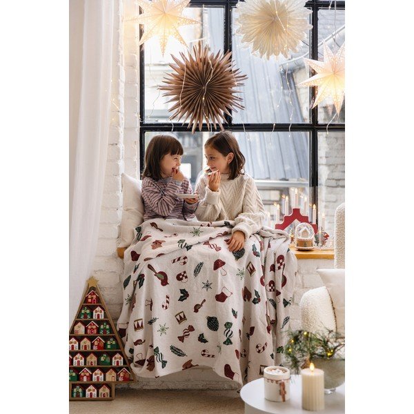Bílá deka s vánočním motivem 130x160 cm Yule – Bloomingville-image-4