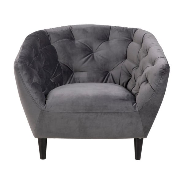 Tmavě šedé sametové křeslo Actona Ria-image-2