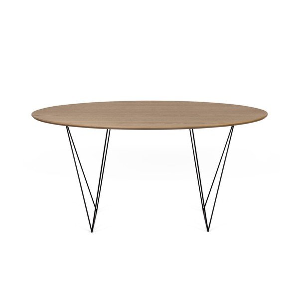 Jídelní stůl v dekoru ořechového dřeva s černým podnožím Symbiosis Row, ⌀ 150 cm-image-1