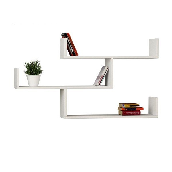 Bílá nástěnná knižní police Tibet