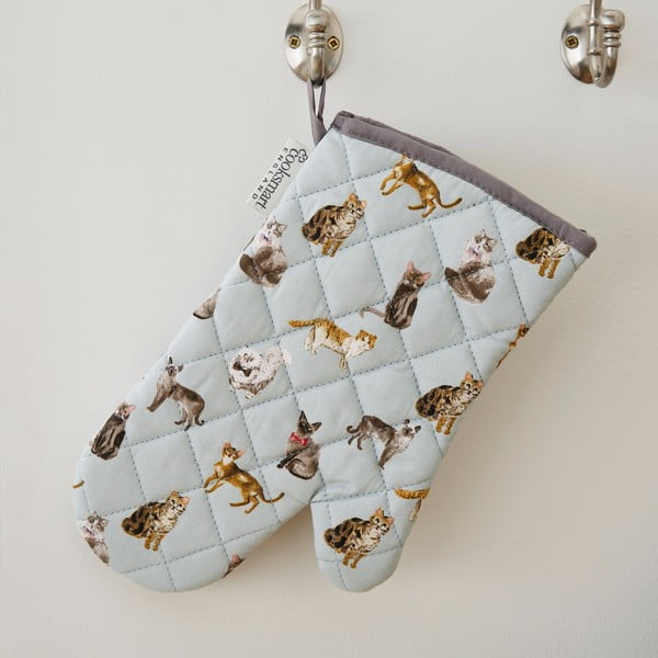 Modrá bavlněná kuchyňská rukavice Cooksmart ® Curious Cats-image-1