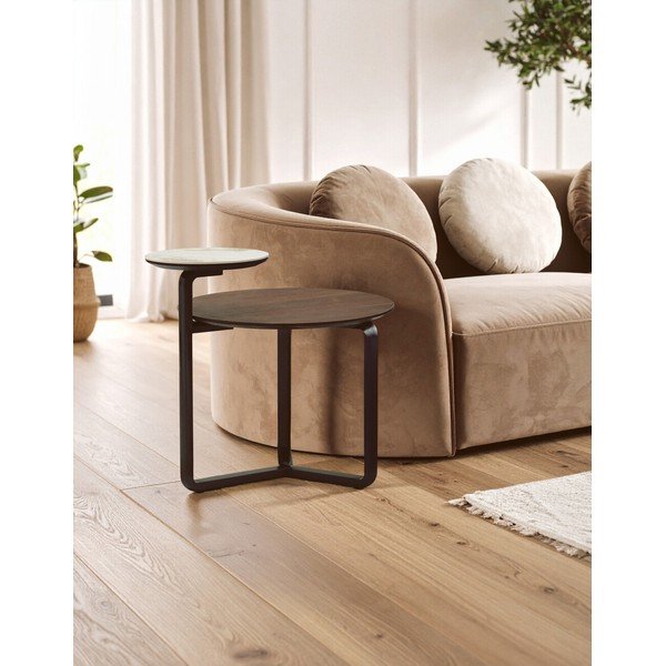 Hnědý kulatý konferenční stolek z eukalyptového dřeva 55x67 cm Imperia – Premier Housewares-image-1