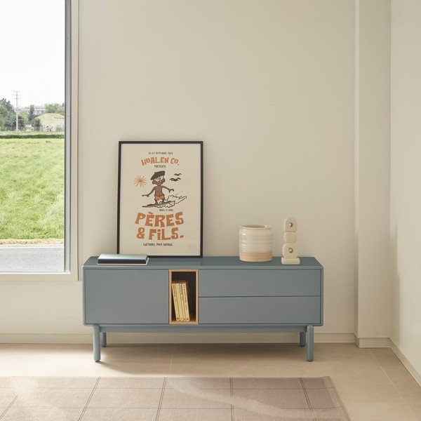Modro-šedý TV stolek 140x56 cm Corvo – Teulat-image-1