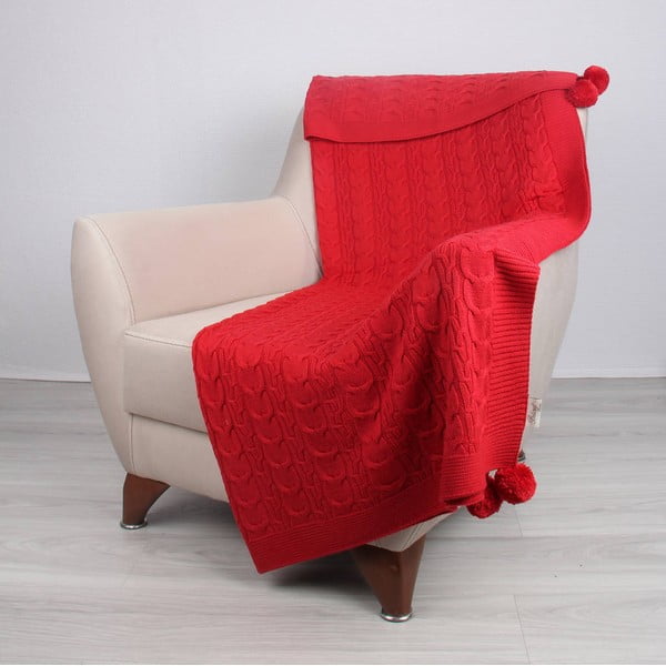Červená deka Tata, 130 x 170 cm