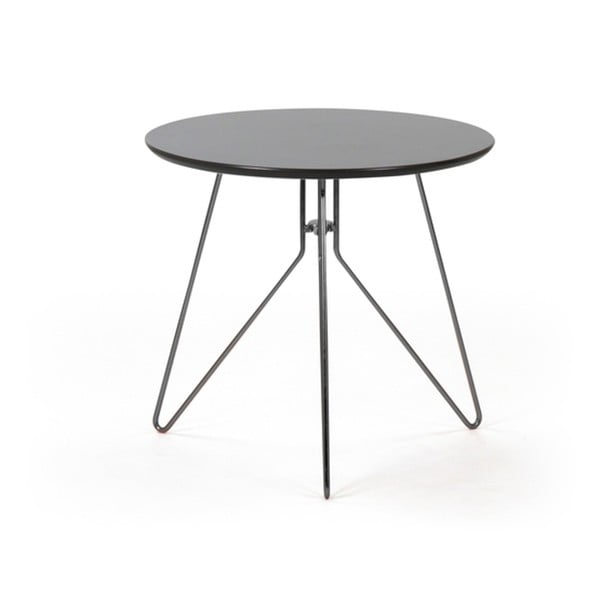 Antracitový příruční stolek s podnožím ve stříbrné barvě PLM Barcelona Alegro, ⌀ 48 cm