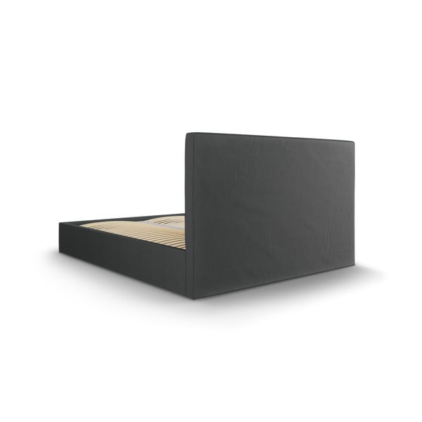 Tmavě šedá čalouněná dvoulůžková postel s úložným prostorem s roštem 160x200 cm Juniper – Mazzini Beds-image-4