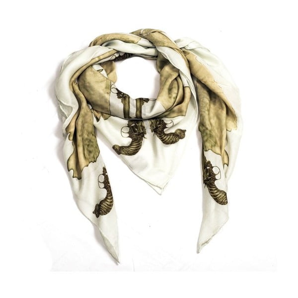 Vlněný šátek s kašmírem Guns White, 130x130 cm