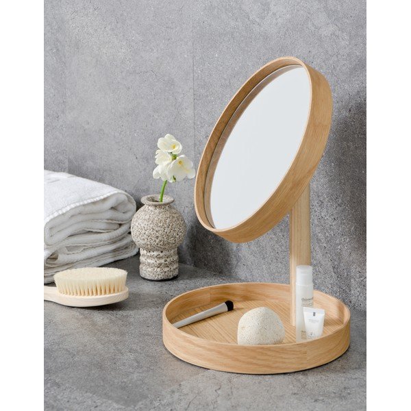 Kosmetické zrcadlo s rámem z dubového dřeva Wireworks Cosmos, ø 25 cm-image-1
