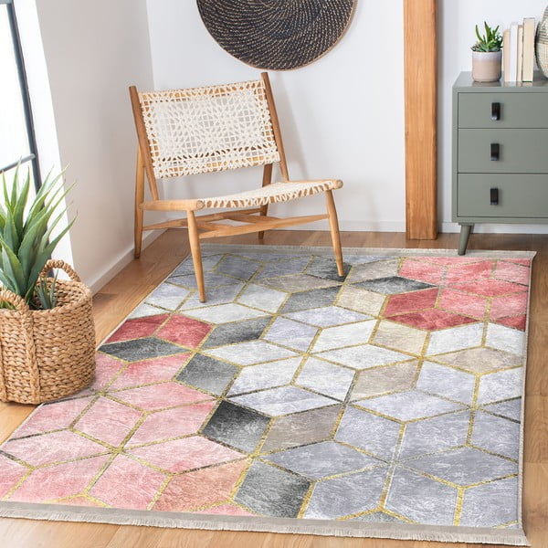 Šedo-růžový pratelný koberec 160x230 cm – Mila Home-image-2