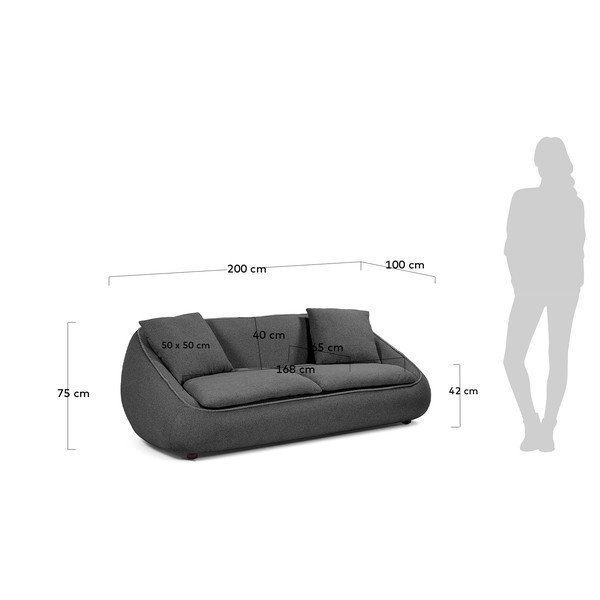 Tmavě šedá pohovka Kave Home Safira, 220 cm-image-4