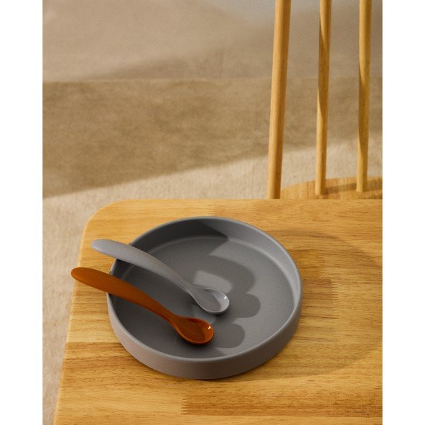 Světle modré/oranžové plastové/ze silikonu dětské lžičky v sadě 2 ks Lili – Kave Home-image-1