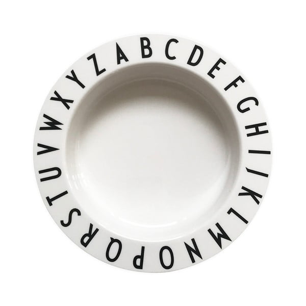 Bílý dětský hluboký talíř Design Letters Eat & Learn, ø 15,5 cm