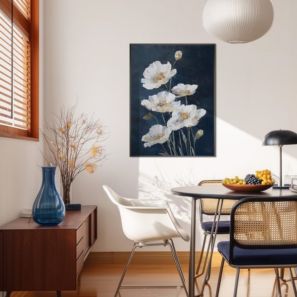 Tištěný obraz s rámem 60x80 cm White Poppies – Styler-image-1