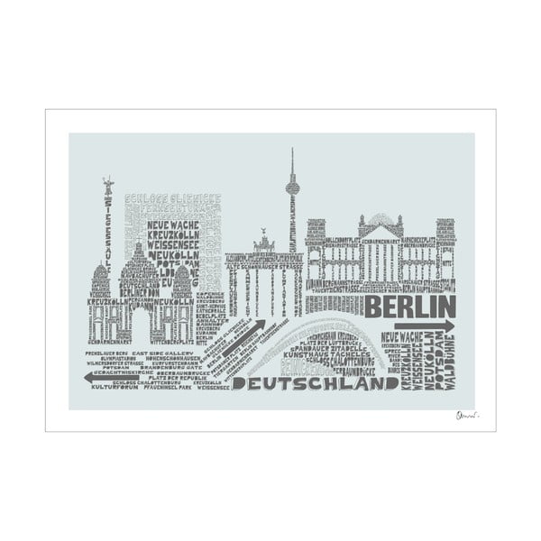 Plakát Berlin Grey&Grey, 50x70 cm
