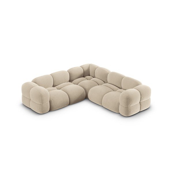 Béžová sametová rohová pohovka Loretto – Cosmopolitan Design-image-3