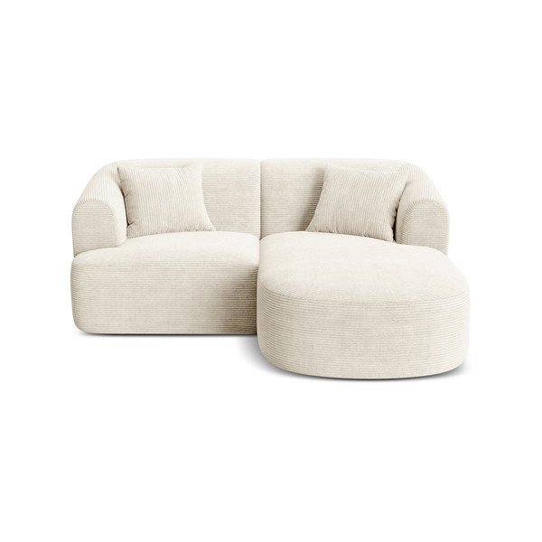 Béžová manšestrová rohová pohovka (pravý roh/s lenoškou) Campi – Cosmopolitan Design