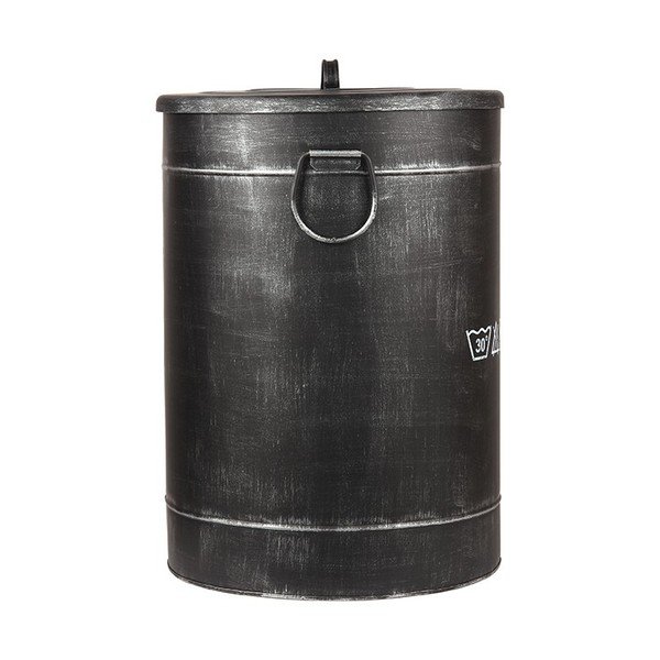 Černý kovový koš na špinavé prádlo LABEL51, ⌀ 40 cm-image-1