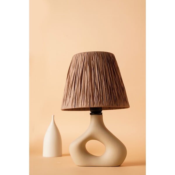 Béžová stolní lampa se stínidlem z papírového výpletu (výška 40 cm) Serin – Opviq lights-image-1