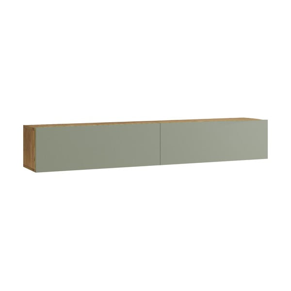 TV stolek v dekoru borovice v zeleno-přírodní barvě 180x30x32 cm – Kalune Design