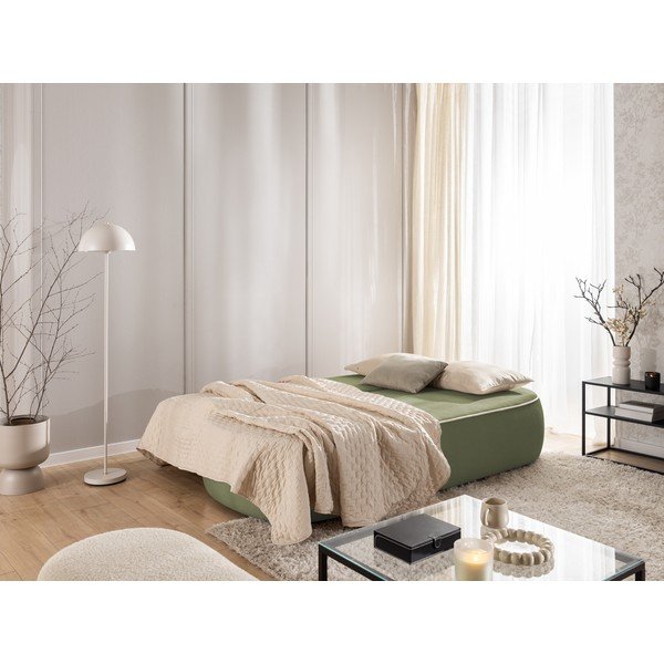Khaki/béžová sametová rozkládací/s úložným prostorem pohovka 210 cm Saga – Ropez-image-4
