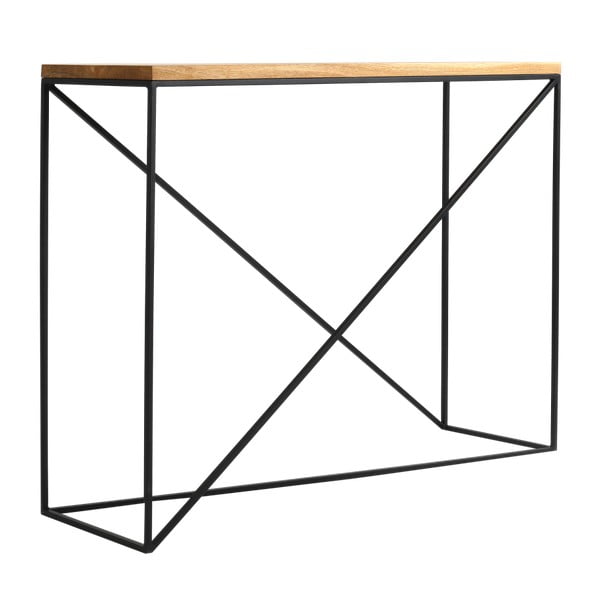 Konzolový stolek s černou konstrukcí a deskou z masivního dubového dřeva Custom Form Memo, délka 100 cm