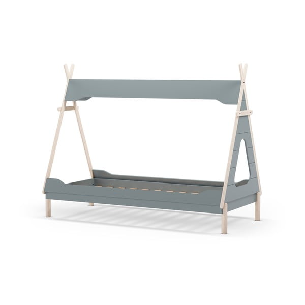 Domečková dětská postel z borovicového dřeva v petrolejové barvě 90x190 cm Nora – Marckeric