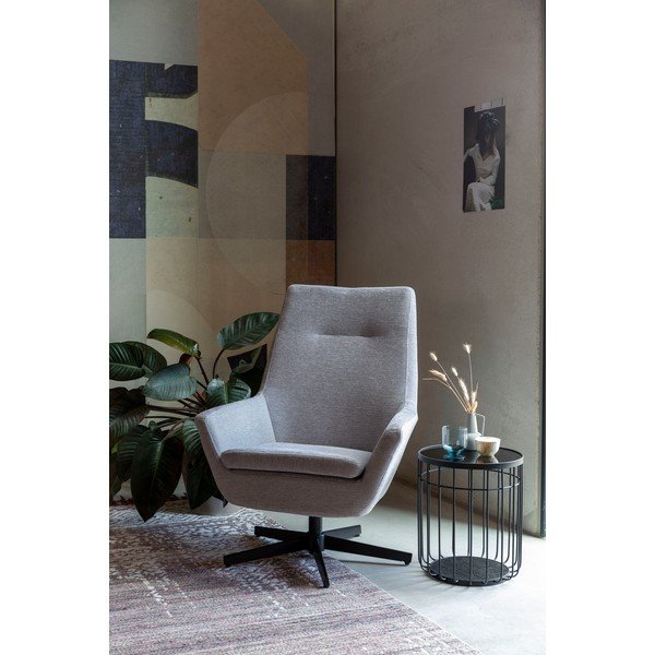 Černý odkládací stolek se skleněnou deskou White Label Lance, ø 35 cm-image-4