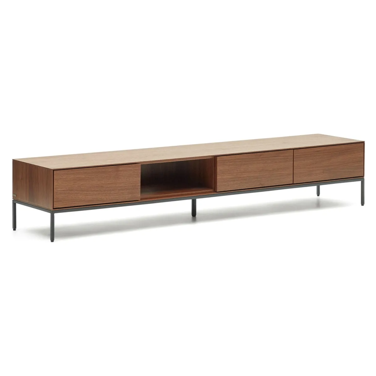 TV stolek v dekoru ořechu v přírodní barvě 195x35 cm Vedrana – Kave Home-image-2