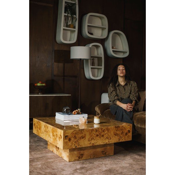 Konferenční stolek v dekoru ořechu v přírodní barvě 90x90 cm Quinn – Dutchbone-image-1