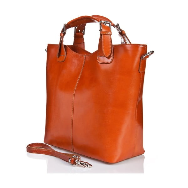 Koňakově hnědá kožená kabelka Massimo Castelli Valeria-image-2