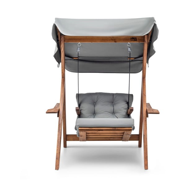 Dřevěná zahradní houpačka v šedo-přírodní barvě Galata – Floriane Garden-image-2