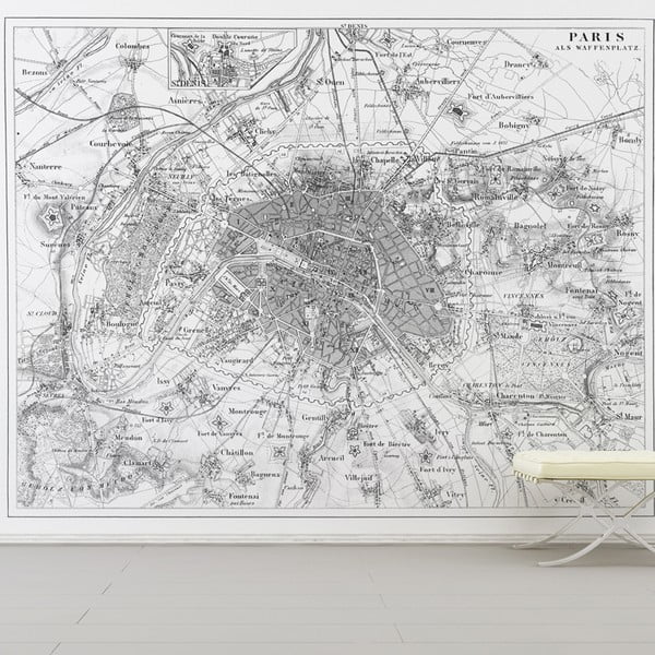 Samolepka Paris Map 110x133 cm